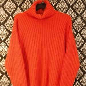 Orange Chunky Turtleneck Sweater
